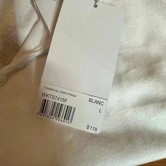 Zadig & Voltaire Long Sleeve White with multicolored Crystals -Cheri on Back L - Picture 7 of 7